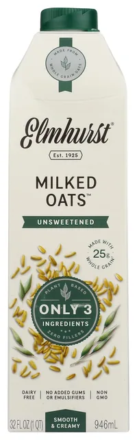 Elmhurst Unsweetened Milked Oats carton